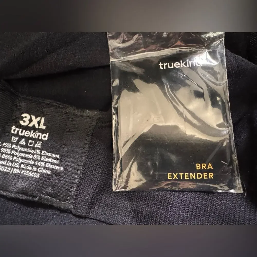 TRUEKIND Daily Comfort Wirefree Shaper Bra BLACK Support Stretch NWT 3XL